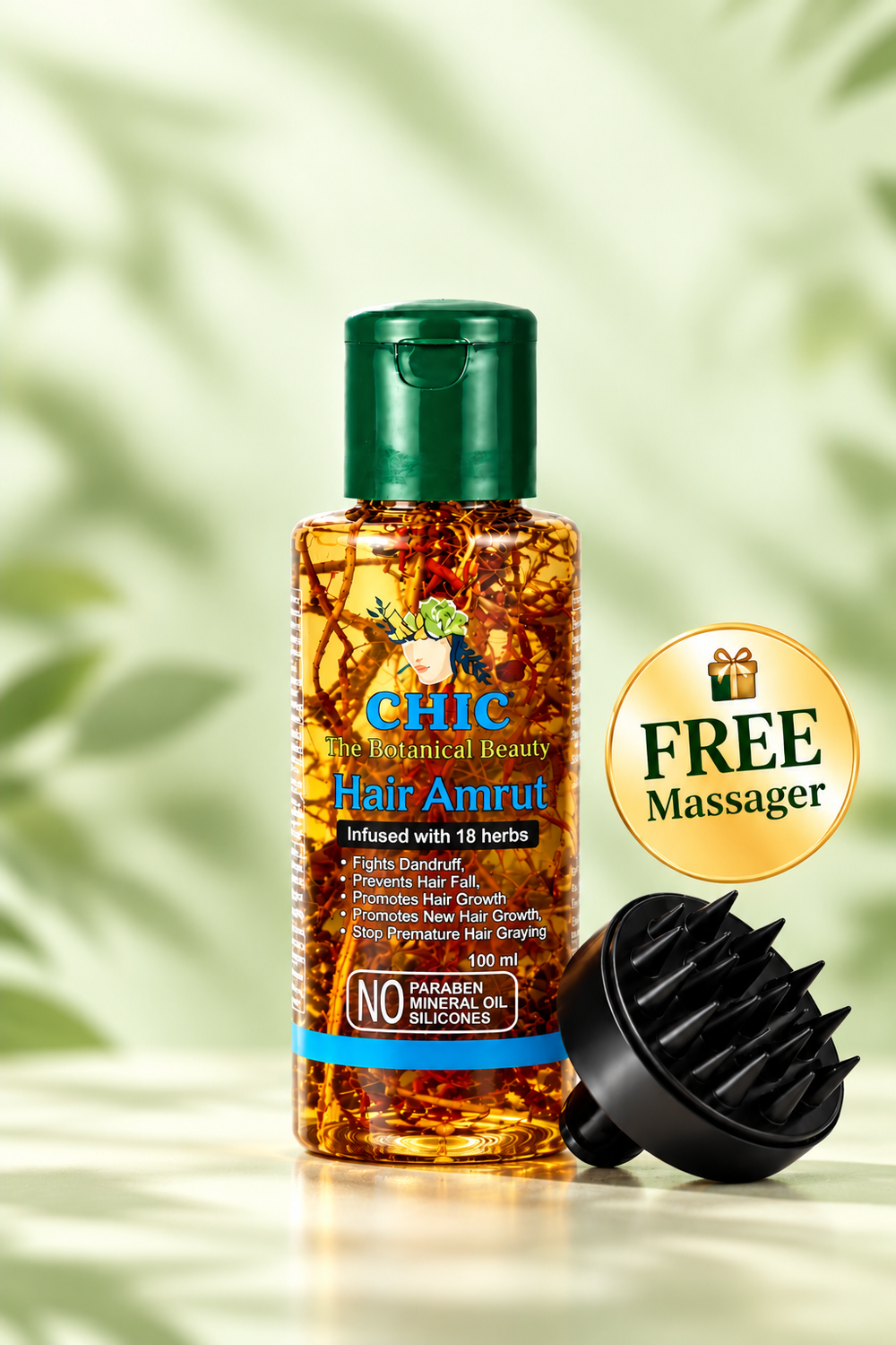 CHIC Hair Amrut Oil – Ayurvedic Herbal Hair Oil (100 ml)  Infused with 18 Herbs | Visible Botanicals | Traditional Ayurvedic Hair Care