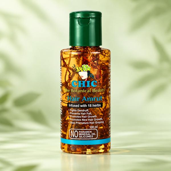 CHIC Hair Amrut Oil – Ayurvedic Herbal Hair Oil (100 ml)  Infused with 18 Herbs | Visible Botanicals | Traditional Ayurvedic Hair Care