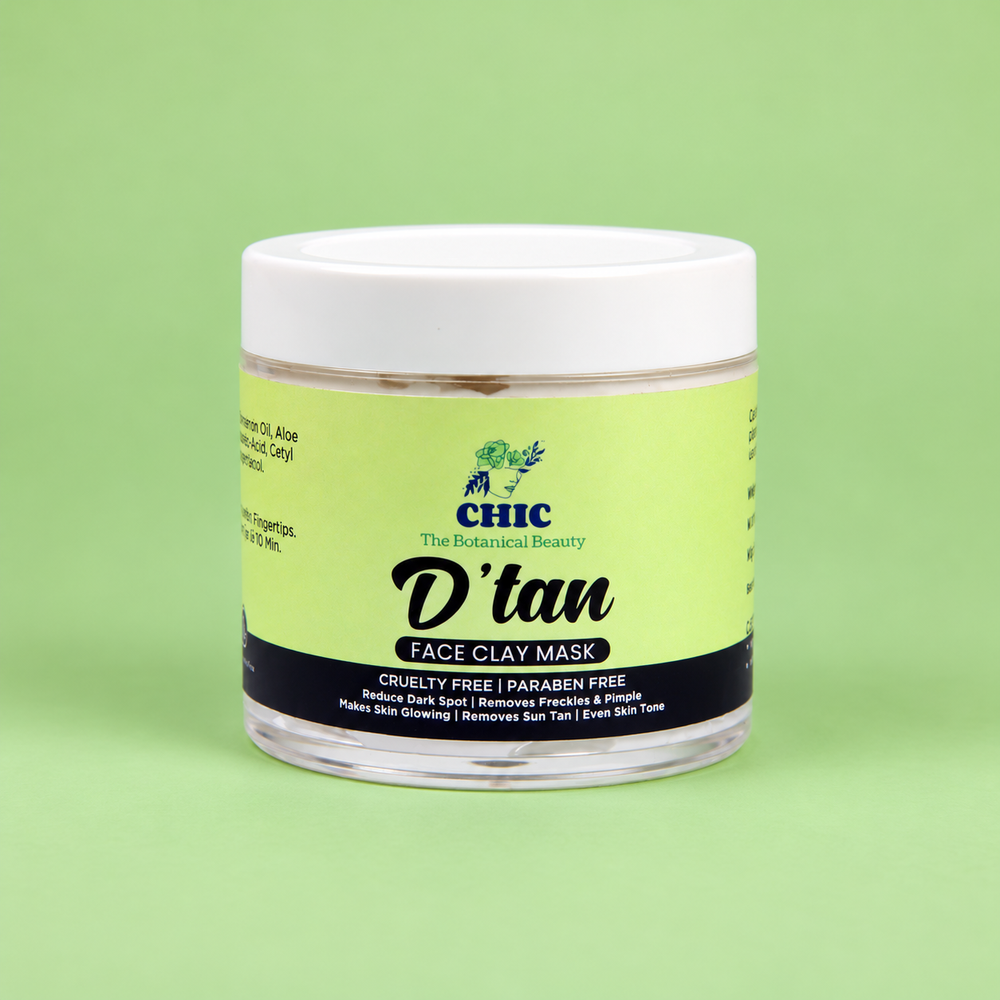 CHIC D’Tan Face Clay Mask 100g | Kaolin Clay Mask with Clove Oil, Cinnamon Oil & Aloe Vera Extract
