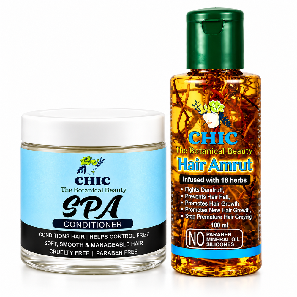 CHIC Hair Amrut Herbal Hair Oil 100ml & SPA Conditioner Combo – Hair Nourishment and Frizz Control Care