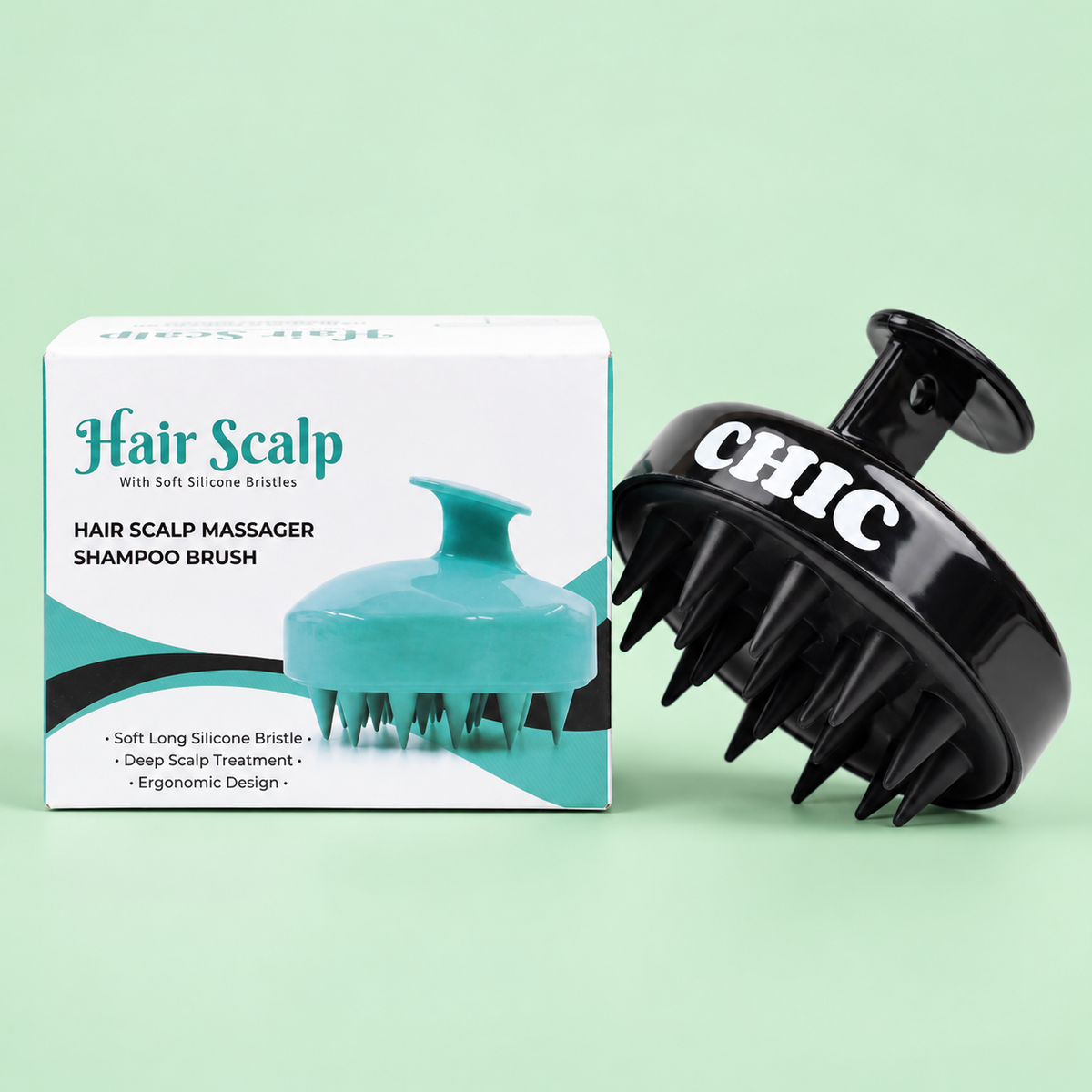 CHIC Hair Scalp Massager Shampoo Brush | Soft Silicone Scalp Massage Brush with Ergonomic Grip