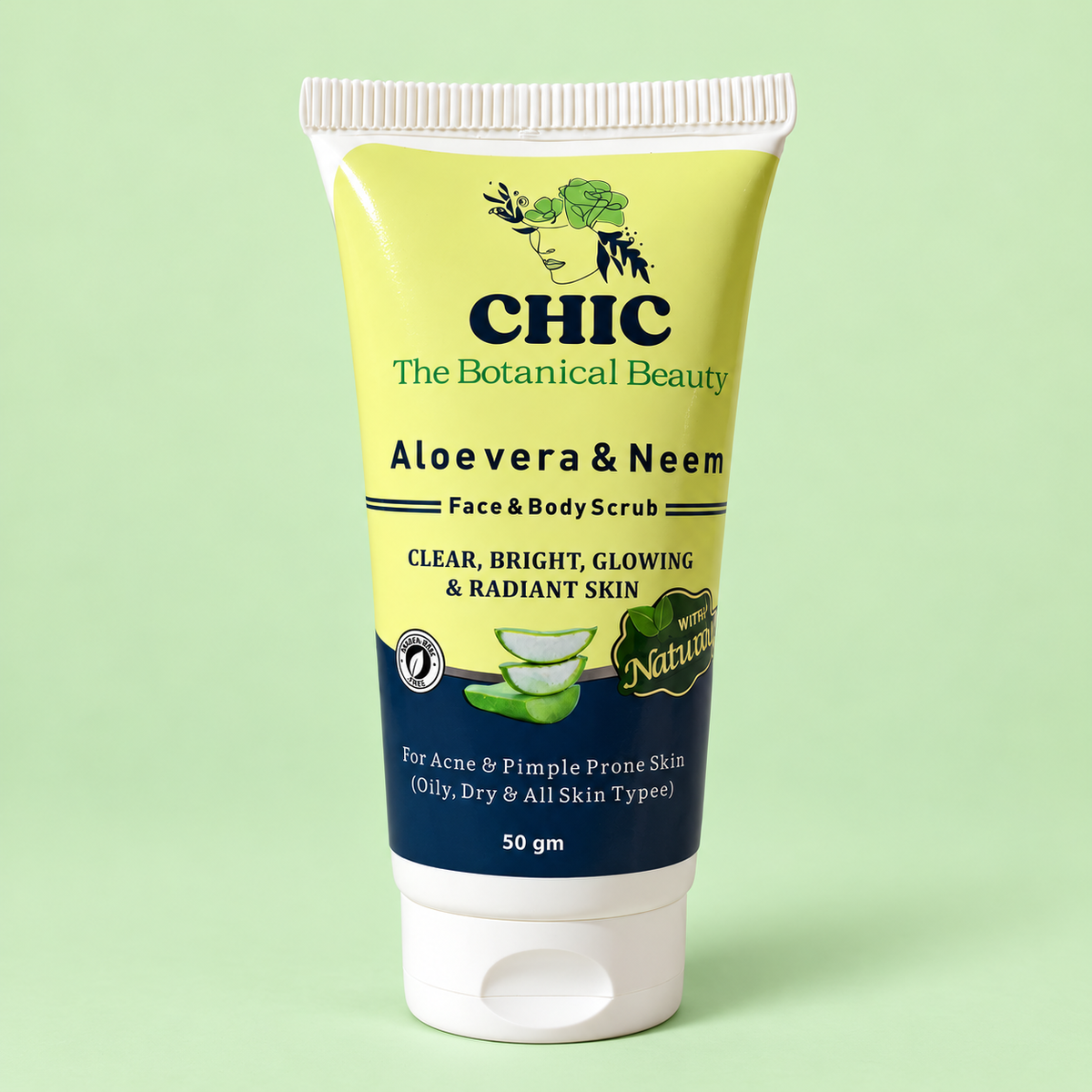 Aloe Vera & Neem Face & Body Scrub for Acne & Pimple-Prone Skin clear, bright, glowing, & radiant skin [all skin types]