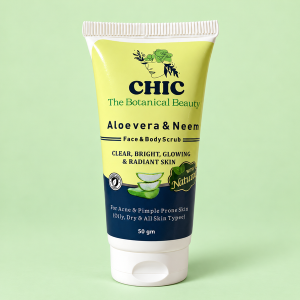 Aloe Vera & Neem Face & Body Scrub for Acne & Pimple-Prone Skin clear, bright, glowing, & radiant skin [all skin types]