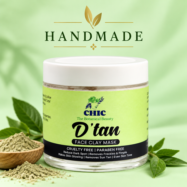 CHIC D’Tan Face Clay Mask 100g | Kaolin Clay Mask with Clove Oil, Cinnamon Oil & Aloe Vera Extract (Handmade)