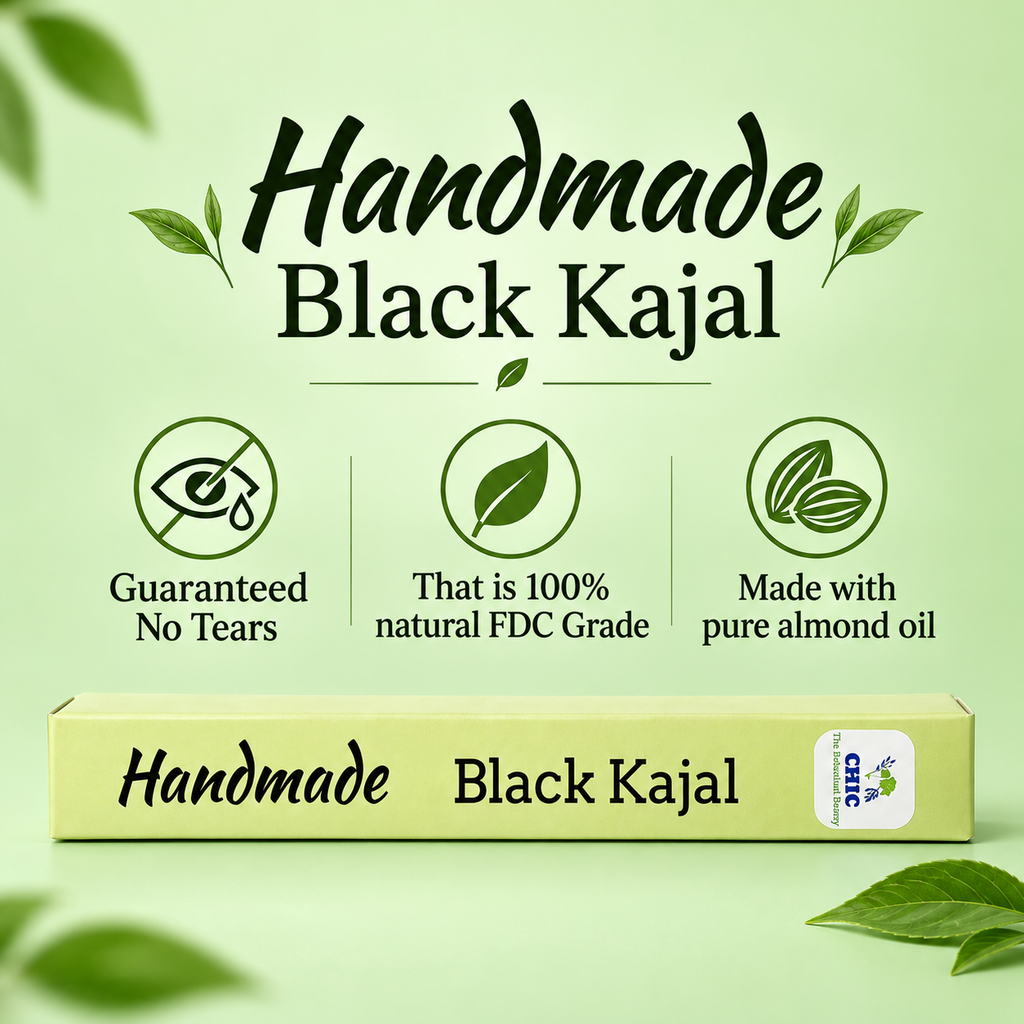 CHIC Handmade Black Kajal | Made with Pure Almond Oil | 100% Natural | FDC-Grade Ingredients