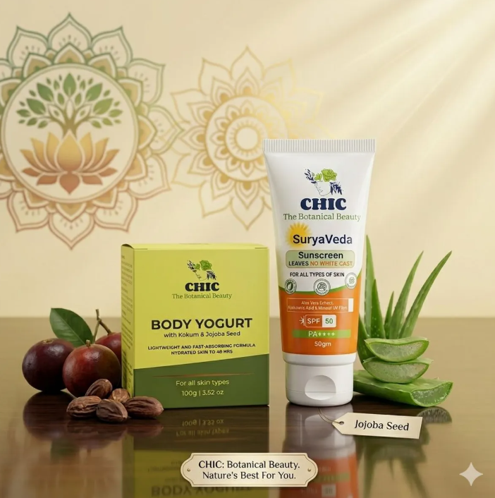 CHIC Botanical Beauty: Sunscreen & Body Yogurt Duo | Deep Hydration | Clean Formula | All Skin Types