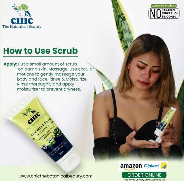 Aloe Vera And Neem Face And Body Scrub With Aloe Vera Gel Combo